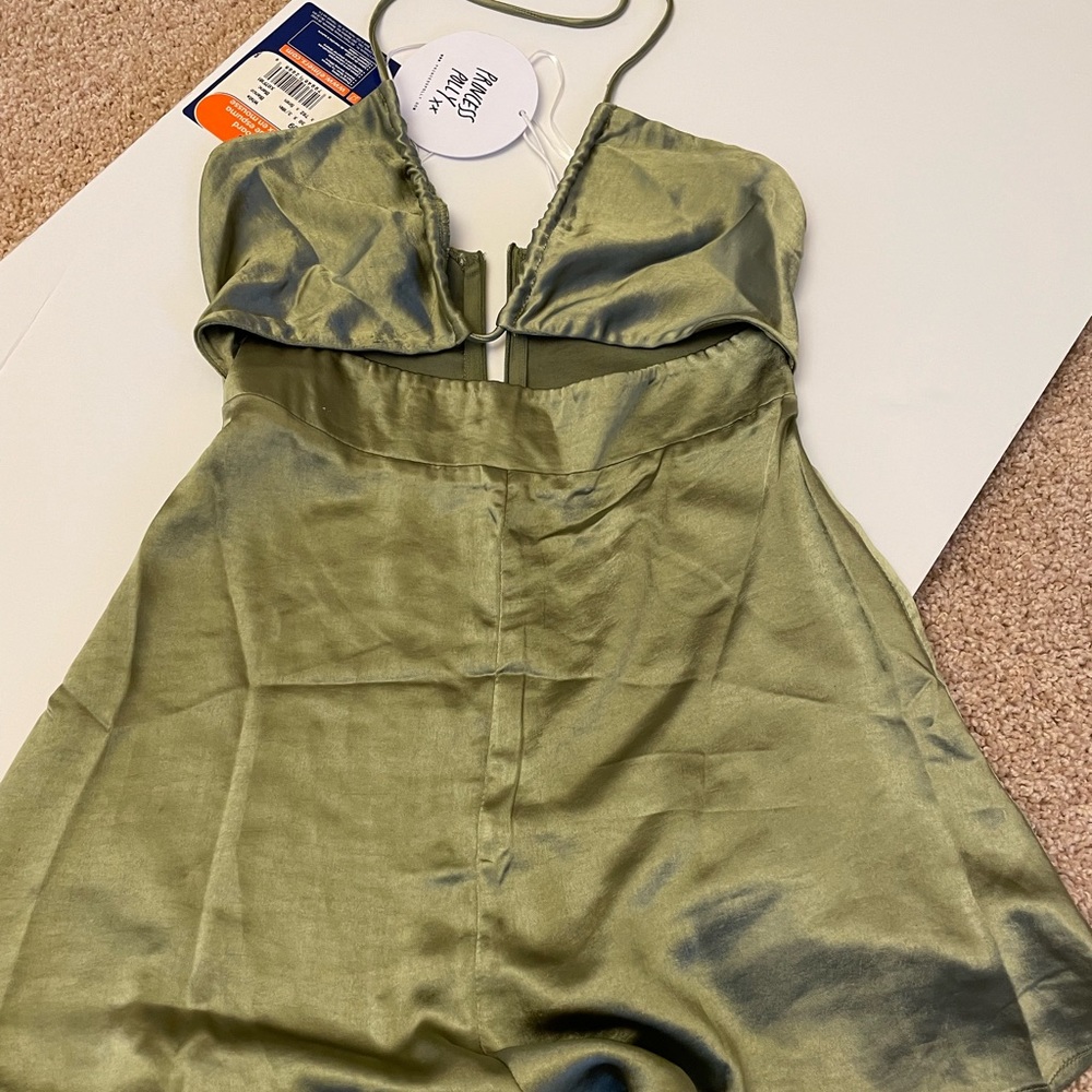 Green silk princess Polly romper